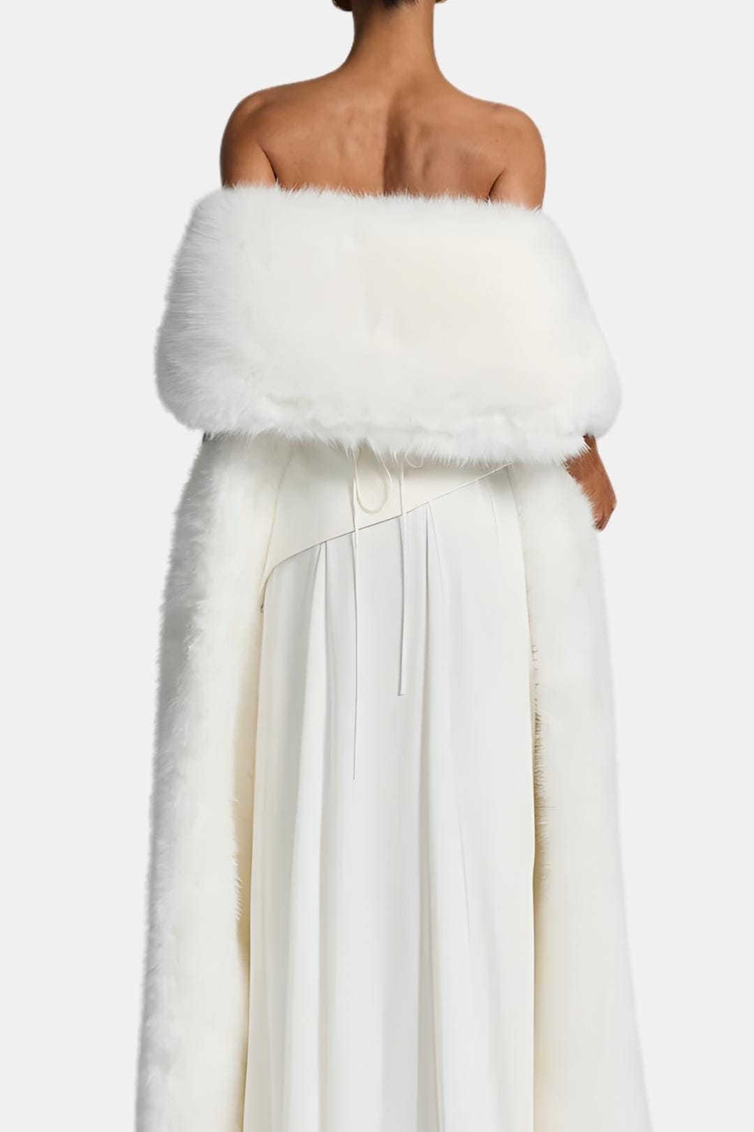 Women's floor-length faux fur shawl with wide collar