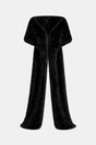 Women's floor-length faux fur shawl with wide collar