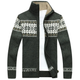 Long-sleeve patterned knit cardigan with high collar and front zipper
