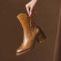 Women's ankle boots with side zipper and block heel