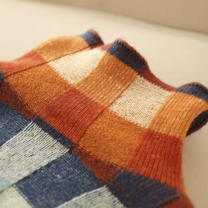 Women's multicolor patchwork turtleneck sweater