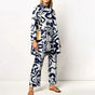 Women's geometric print blouse and wide-leg trousers two-piece set