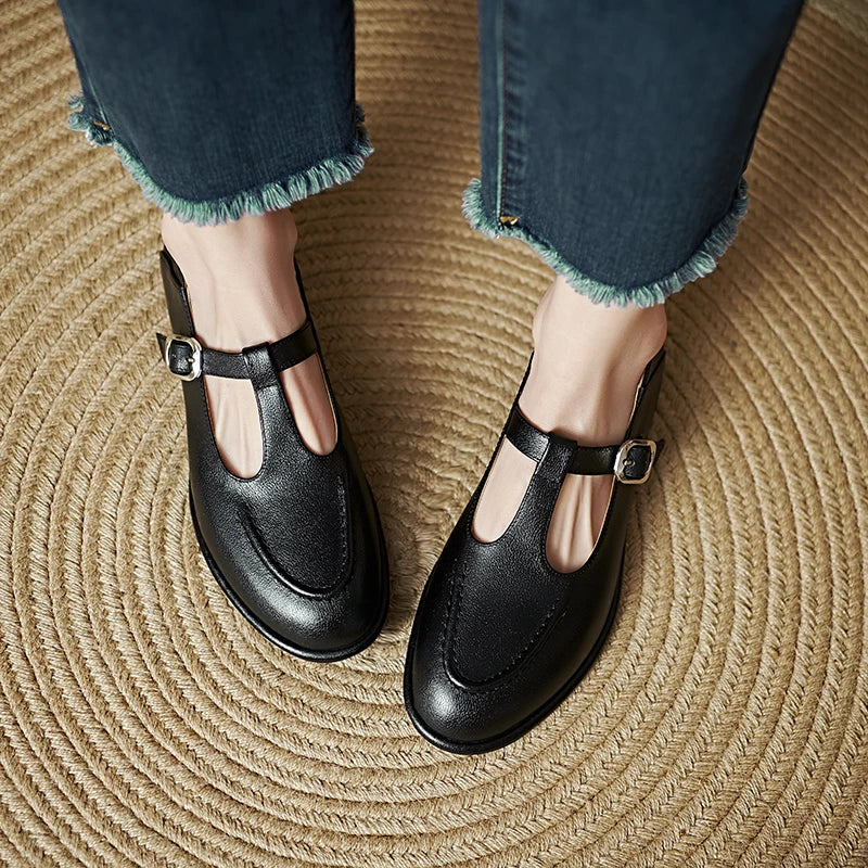 Sienna T-Strap Low Heels 0