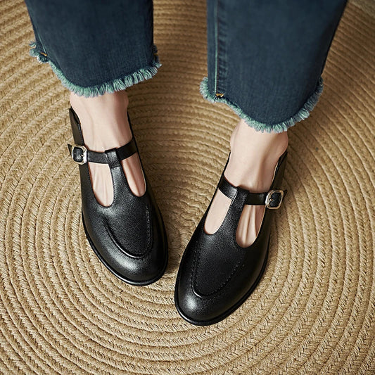 Sienna T-Strap Low Heels 0