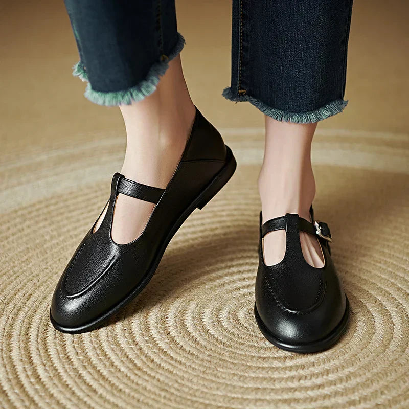 Sienna T-Strap Low Heels 1