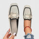 Women's square toe loafers with embellished decorative buckles