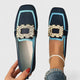 Women's square toe loafers with embellished decorative buckles