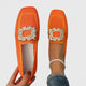 Women's square toe loafers with embellished decorative buckles
