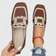 Women's square toe loafers with embellished decorative buckles