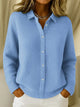 Women's collared button front knit cardigan with long sleeves