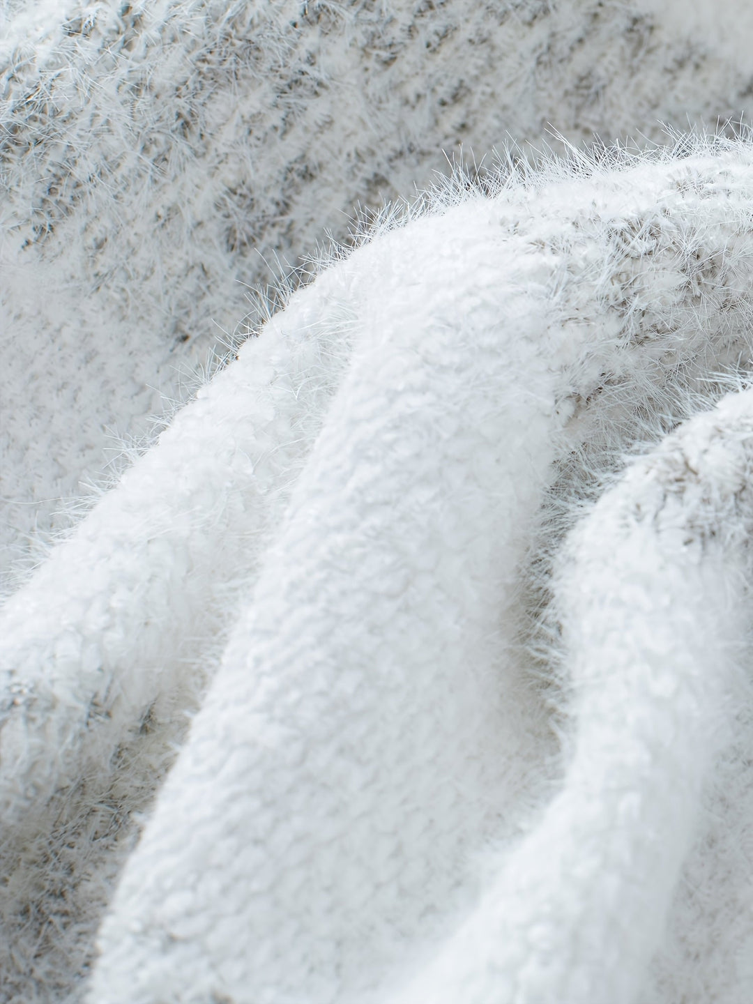 Women's grey and white striped roll neck sweater with long sleeves