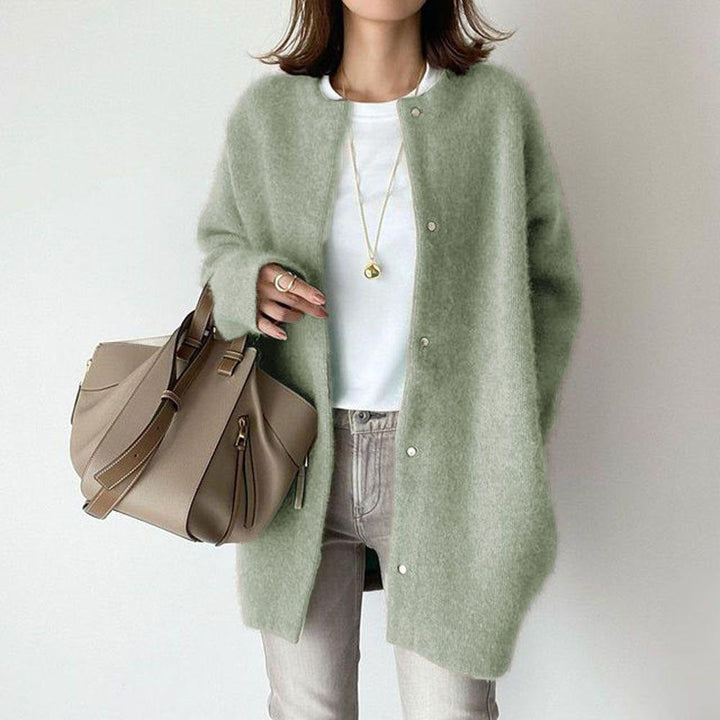 Women's long button-front textured cardigan