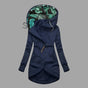 Women's longline hooded shell jacket with drawstring hood and zip front