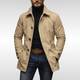 Men's longline trench coat with pointed collar, button front and side pockets