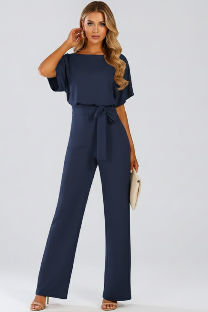 Women's Wide-Leg Jumpsuit with Belt – Tailored Structured One-Piece 8