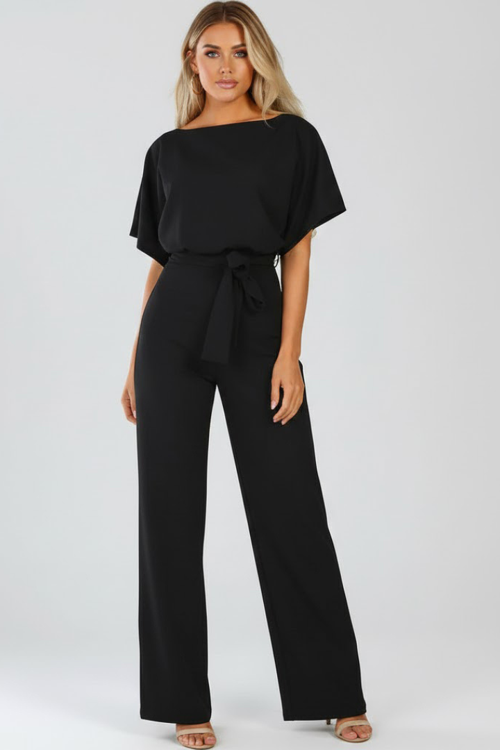 Women's Wide-Leg Jumpsuit with Belt – Tailored Structured One-Piece 6