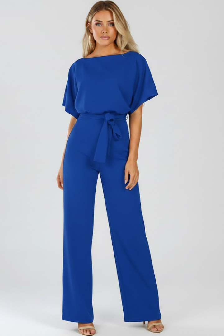 Women's Wide-Leg Jumpsuit with Belt – Tailored Structured One-Piece 7