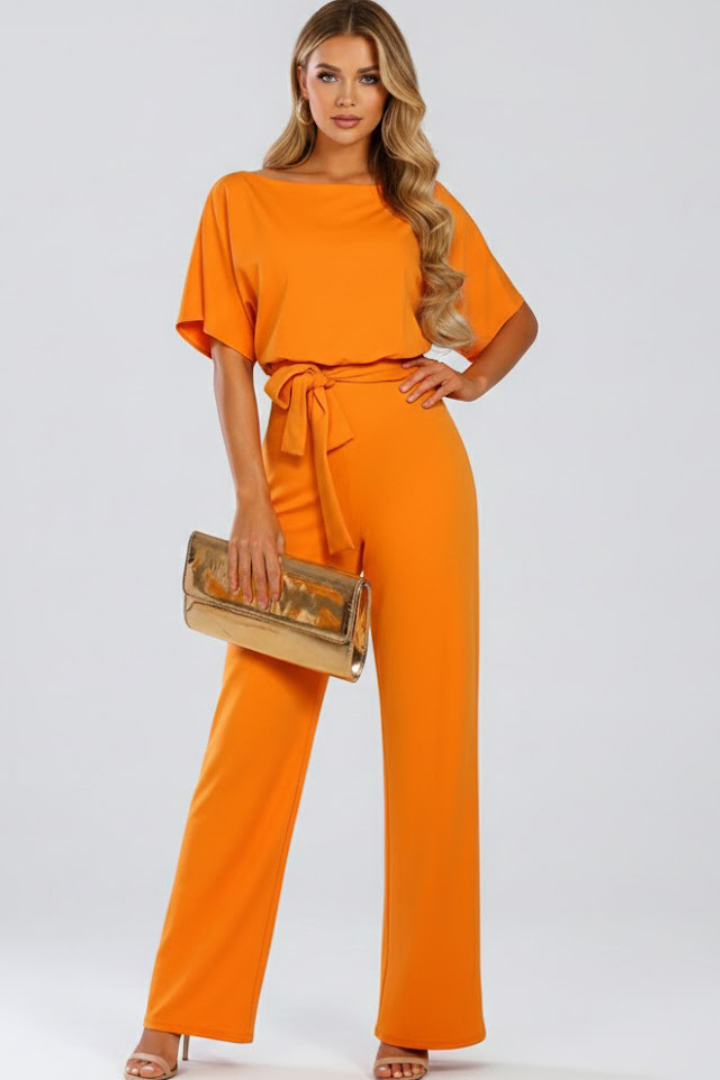 Women's Wide-Leg Jumpsuit with Belt – Tailored Structured One-Piece 10