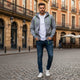 Men's full zip hoodie with drawstring hood and zip pockets