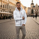 Men's full zip hoodie with drawstring hood and zip pockets