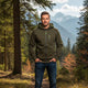 Men's full zip hoodie with drawstring hood and zip pockets