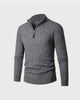 Ribbed high-collar half-zip sweater with long sleeves