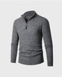Ribbed high-collar half-zip sweater with long sleeves