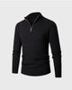 Ribbed high-collar half-zip sweater with long sleeves
