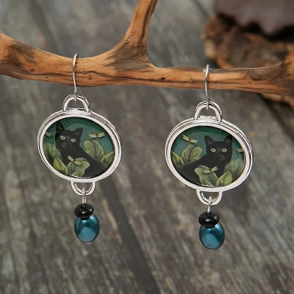Talia Vintage Cat Dangle Earrings 4