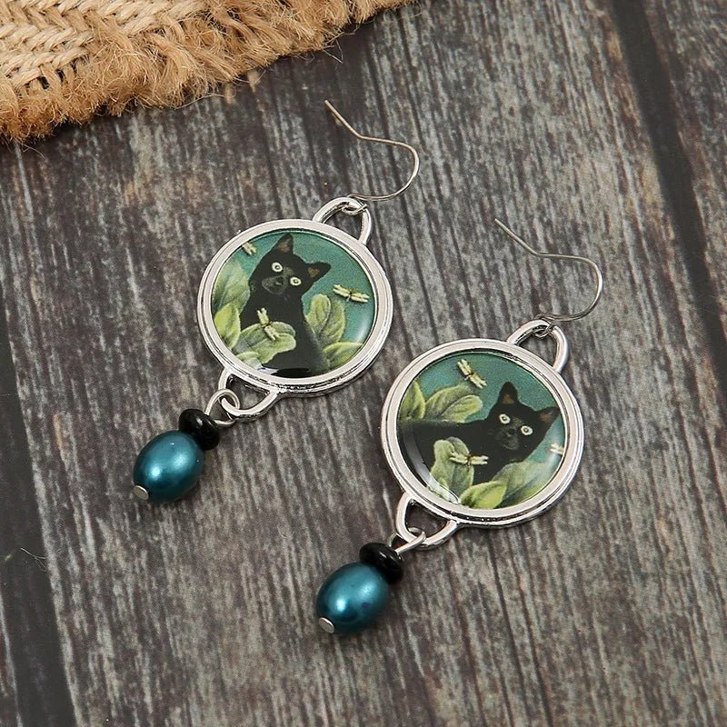 Talia Vintage Cat Dangle Earrings 5