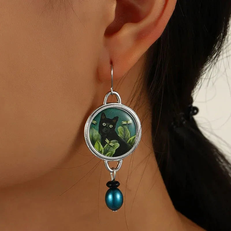 Talia Vintage Cat Dangle Earrings 6