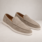 Men's slip-on moc toe loafers with stitched trim and light soles