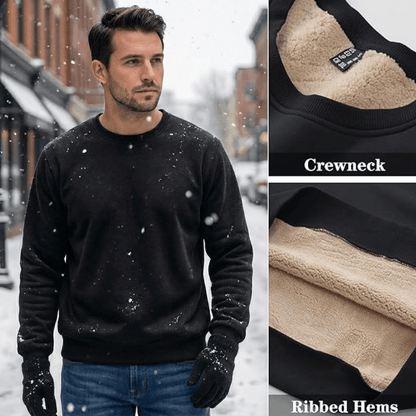 Men's plain crew neck sweatshirt with long sleeves and ribbed trims