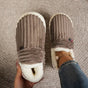 Unisex ribbed house slippers with plush lining