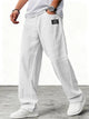 Men's Wide Leg Trousers, Elastic Waist, Blue