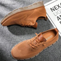 Men's textured lace-up sneakers with round toes and flat segmented soles
