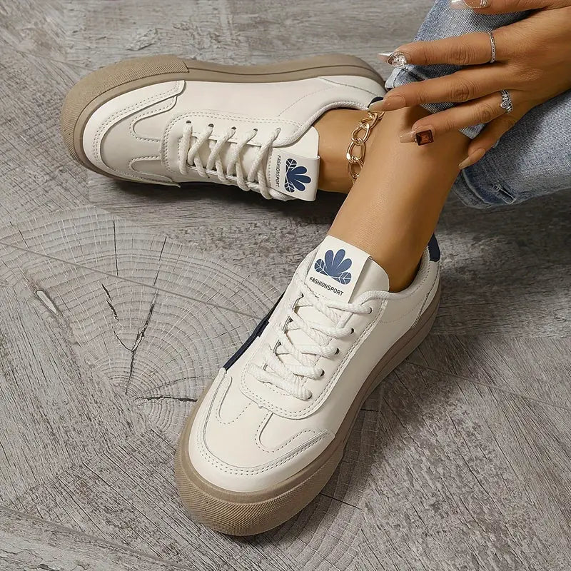Low-top lace-up sneakers with contrasting side panels