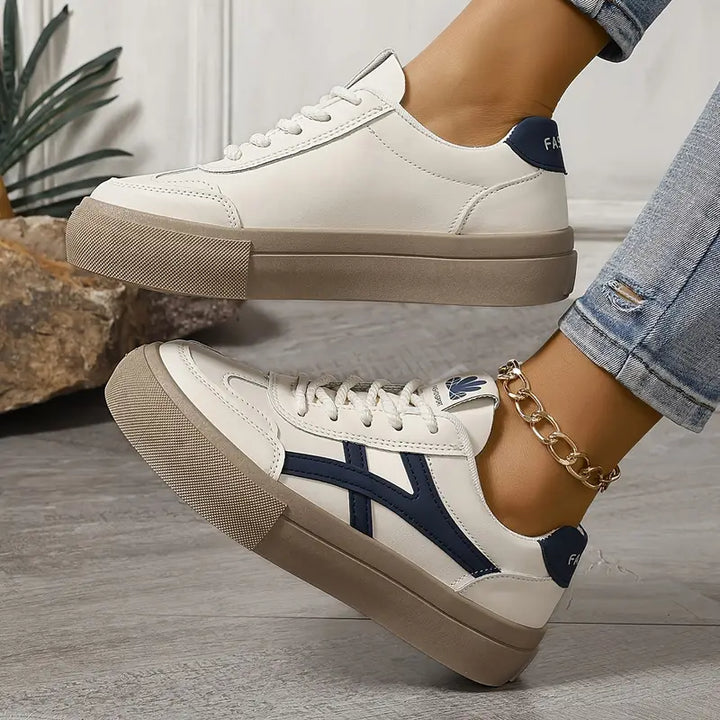 Low-top lace-up sneakers with contrasting side panels