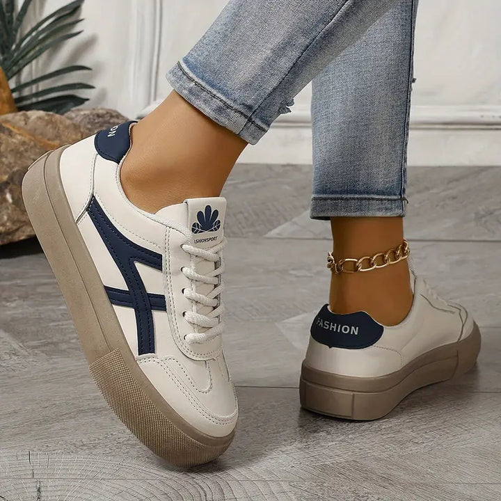Low-top lace-up sneakers with contrasting side panels