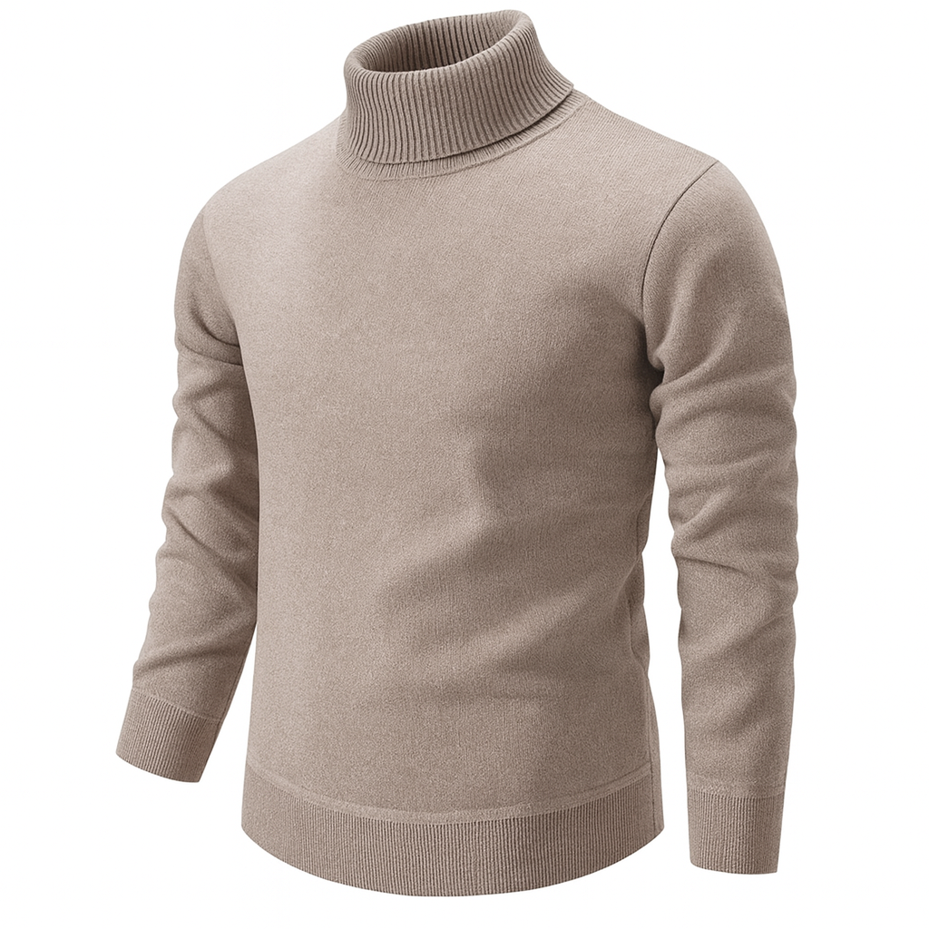 Men's long-sleeve ribbed turtleneck sweater
