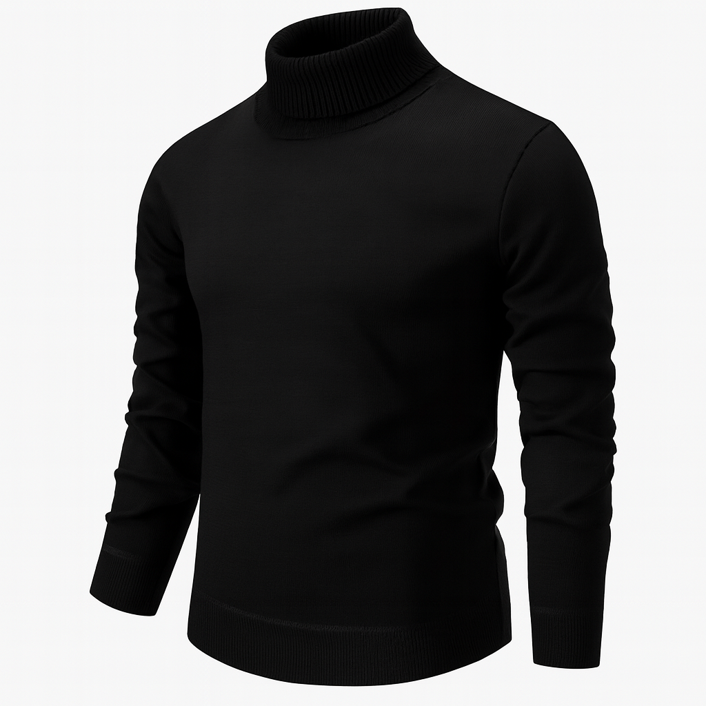 Men's long-sleeve ribbed turtleneck sweater