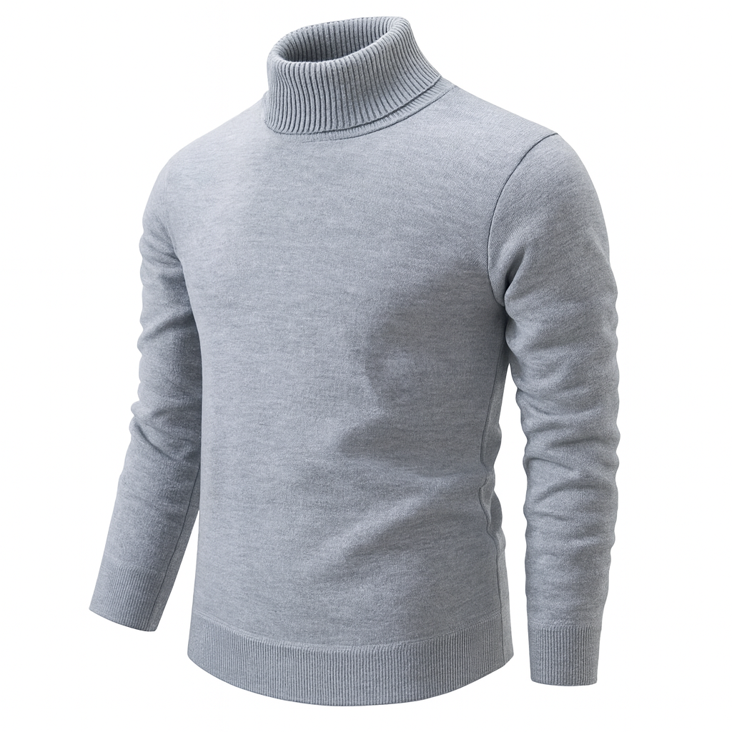 Men's long-sleeve ribbed turtleneck sweater