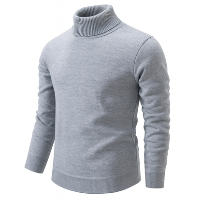 Men's long-sleeve ribbed turtleneck sweater
