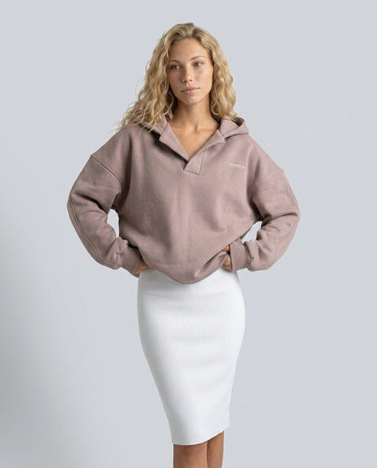 Women's oversized hooded lounge hoodie with long sleeves and ribbed trims