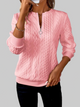 Women's textured cable knit sweater with crew neck and quarter zip