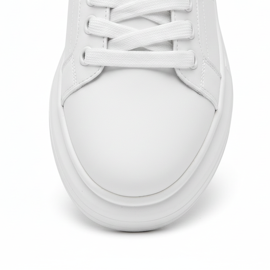 Unisex low-top platform sneakers with lace-up fastening and clean stitched panels