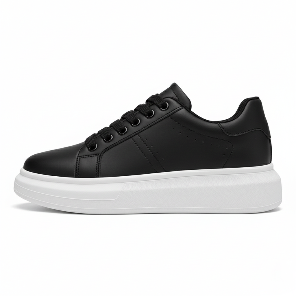 Unisex low-top platform sneakers with lace-up fastening and clean stitched panels