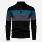 Men's striped quarter-zip mock neck sweater with long sleeves