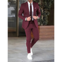 Men's two-piece suit with notched-lapel jacket and slim trousers