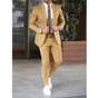 Men's two-piece suit with notched-lapel jacket and slim trousers